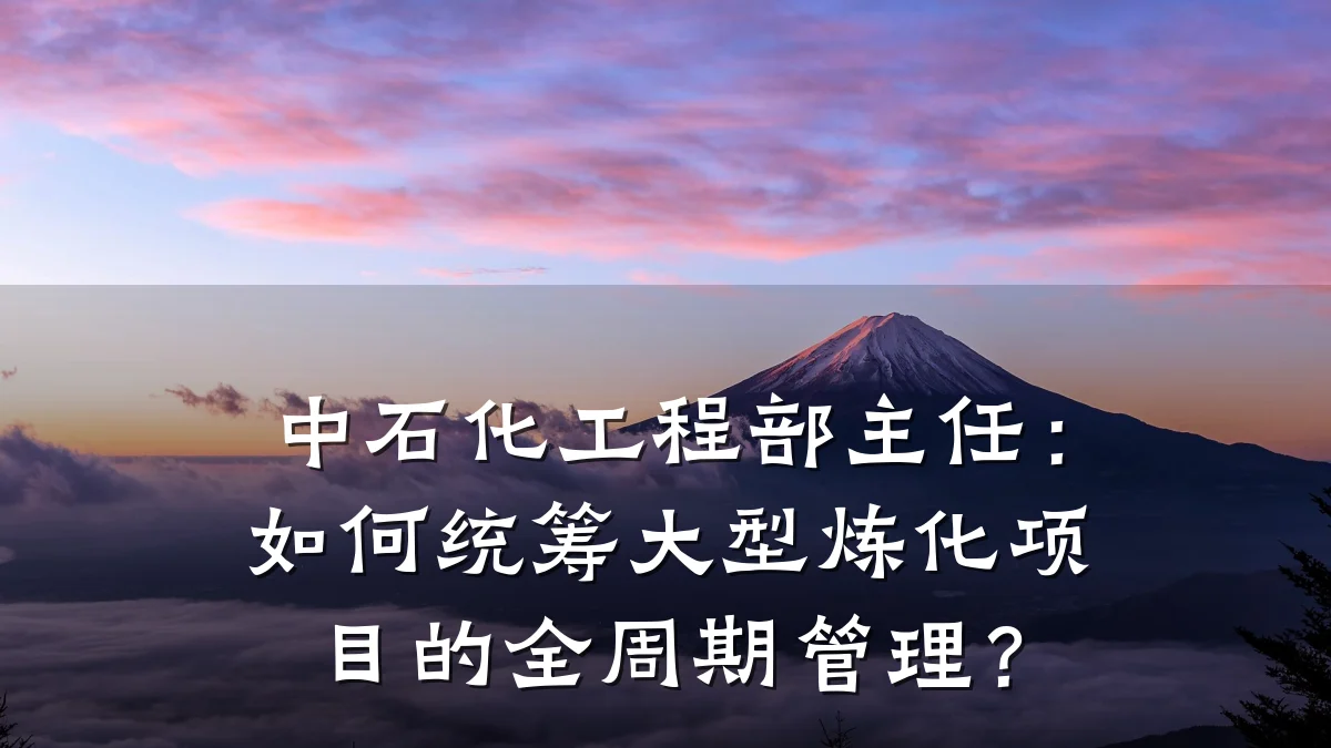 中石化工程部主任:如何统筹大型炼化项目的全周期管理?