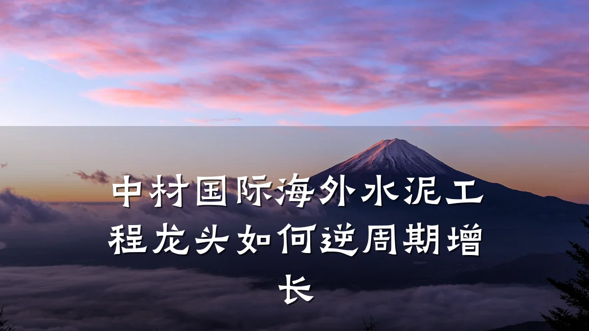 中材国际海外水泥工程龙头如何逆周期增长