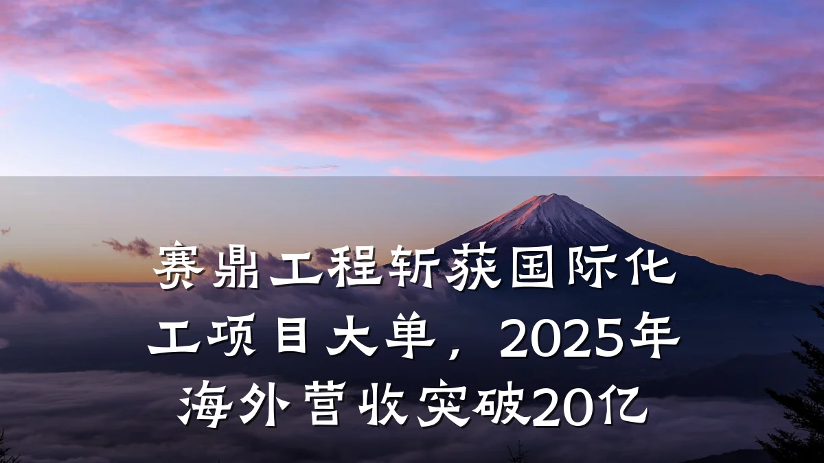 赛鼎工程斩获国际化工项目大单,2025年海外营收突破20亿
