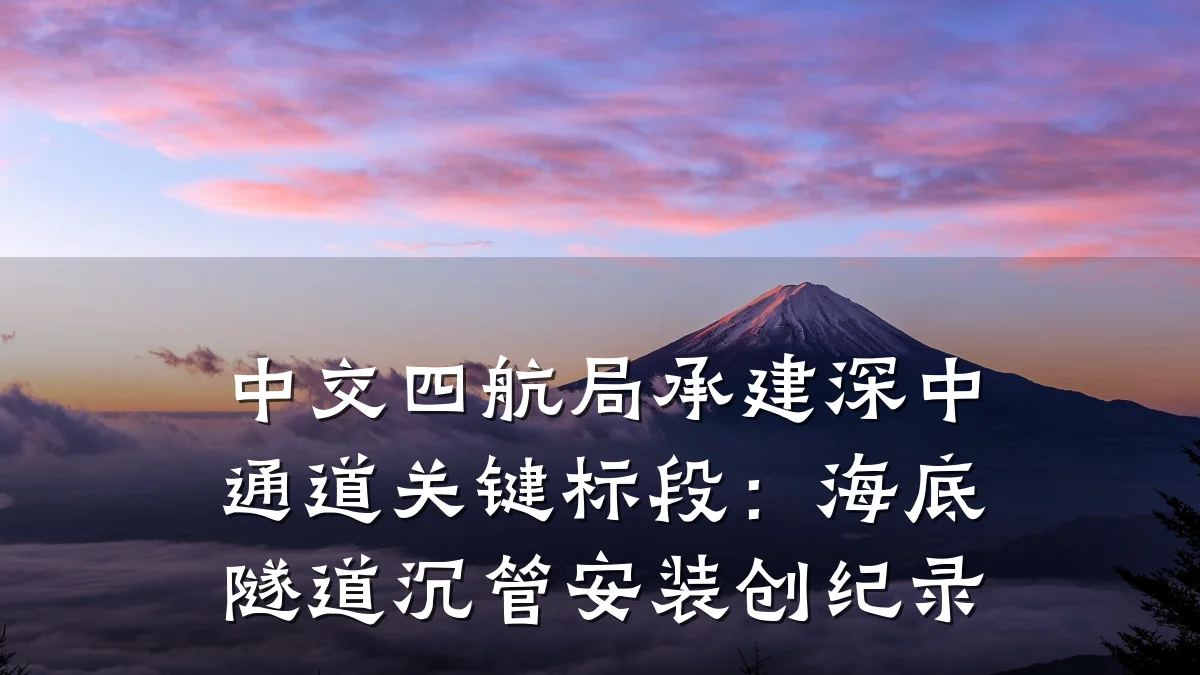 中交四航局承建深中通道关键标段:海底隧道沉管安装创纪录