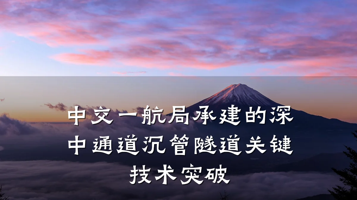 中交一航局承建的深中通道沉管隧道关键技术突破
