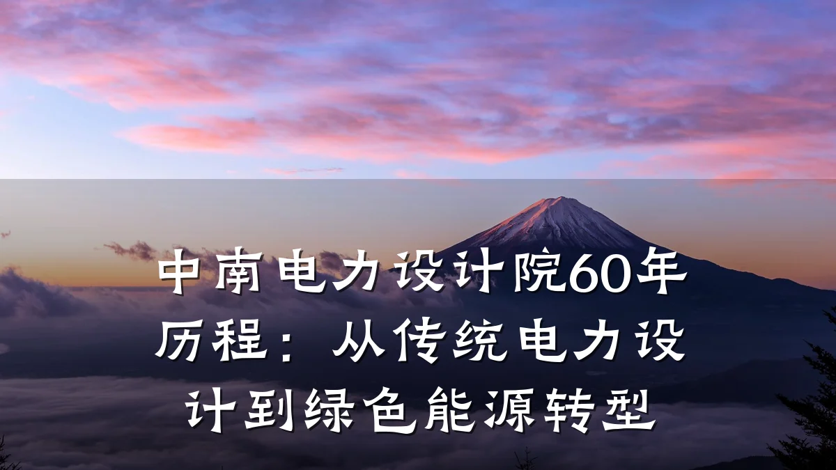 中南电力设计院60年历程:从传统电力设计到绿色能源转型