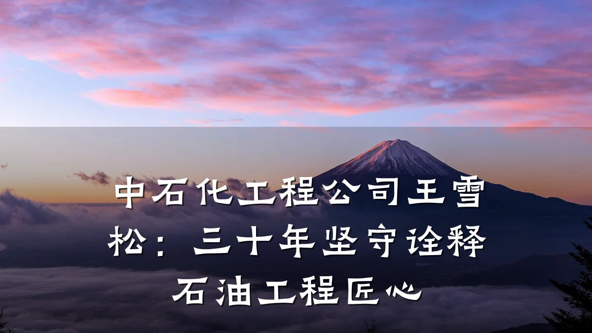 中石化工程公司王雪松:三十年坚守诠释石油工程匠心