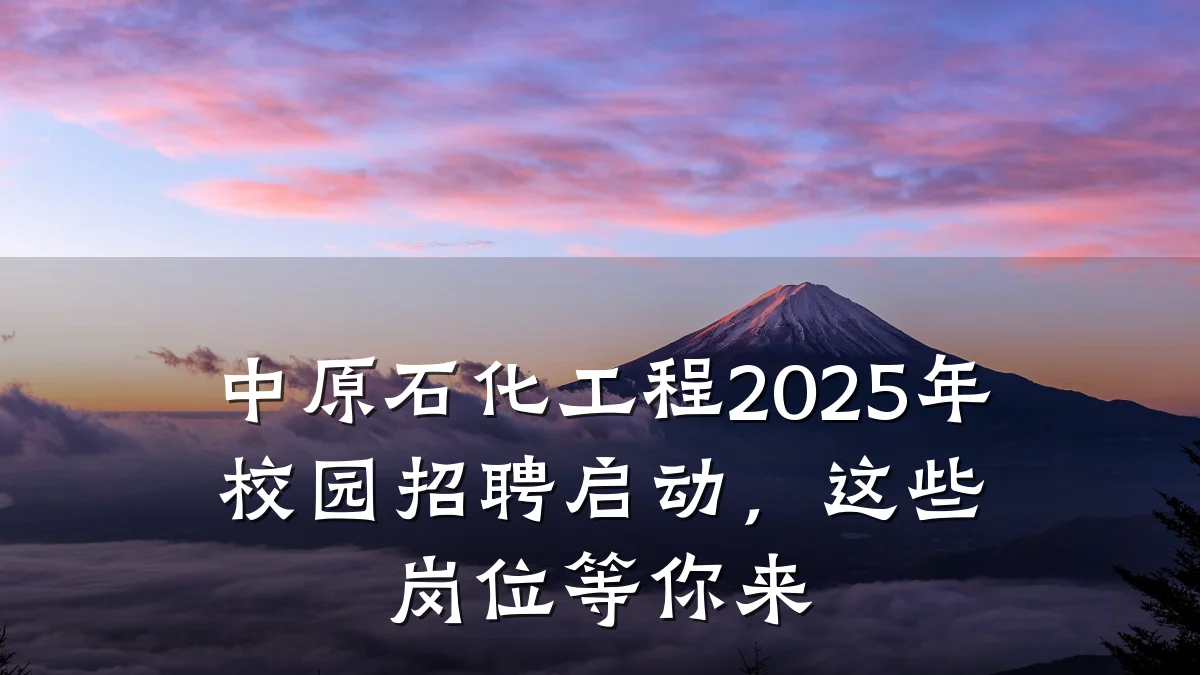 中原石化工程2025年校园招聘启动,这些岗位等你来