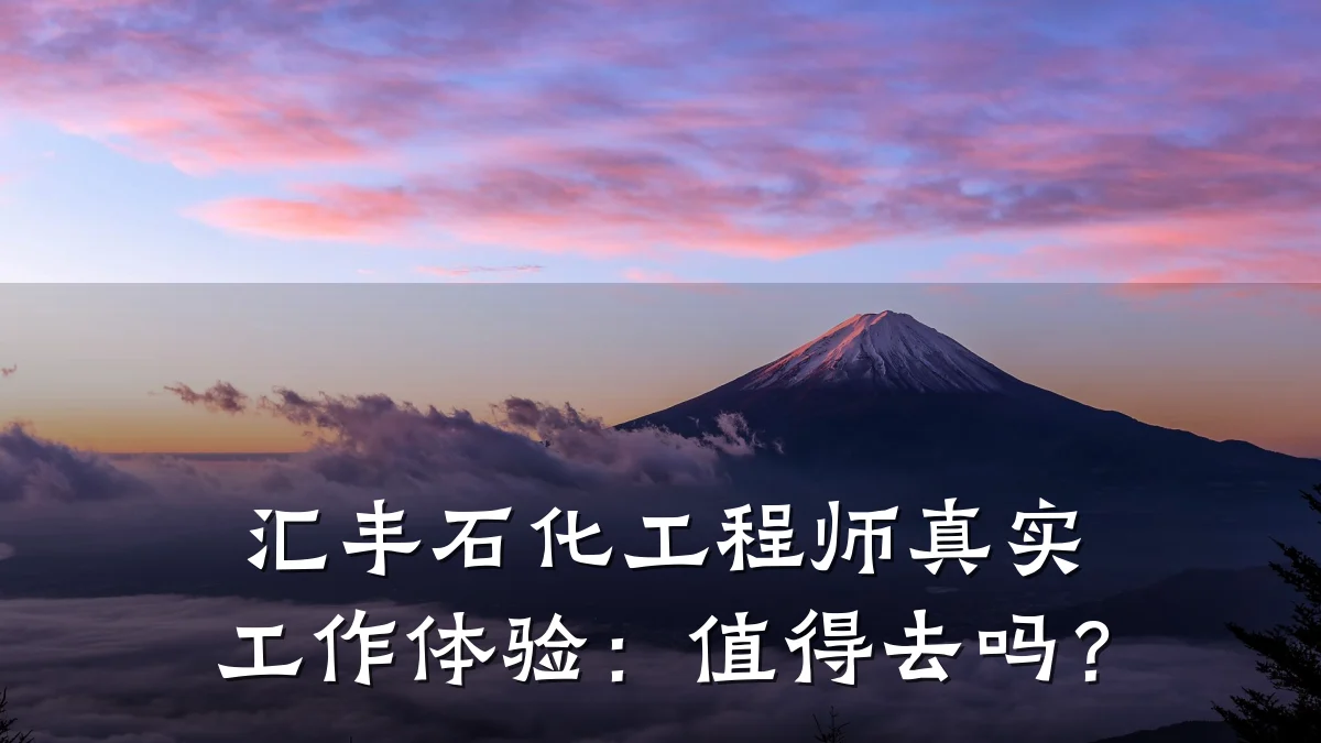 汇丰石化工程师真实工作体验：值得去吗？